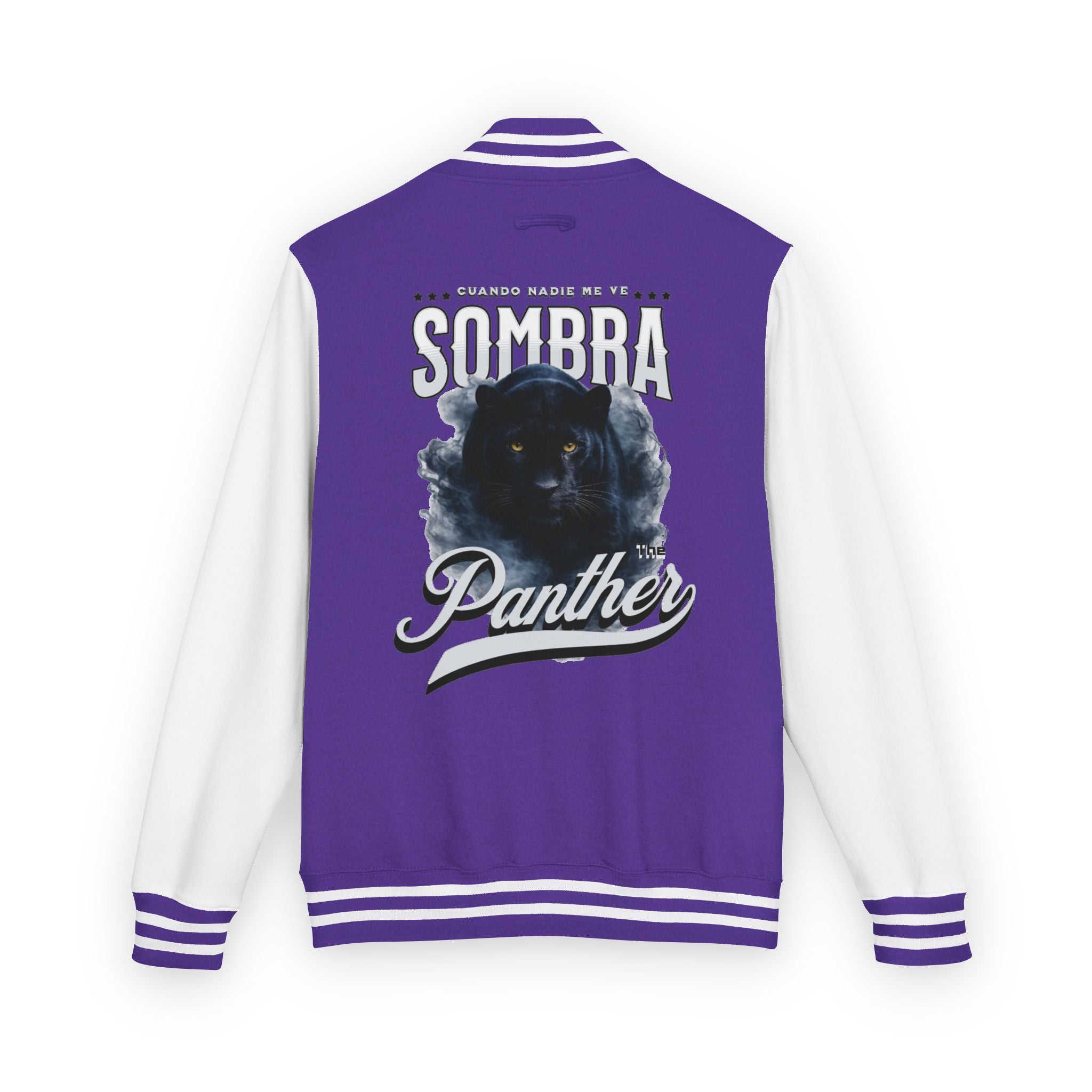 Sombra Panther Varsity Jacket — Retro Red Letterman Jacket with Black Panther Graphic