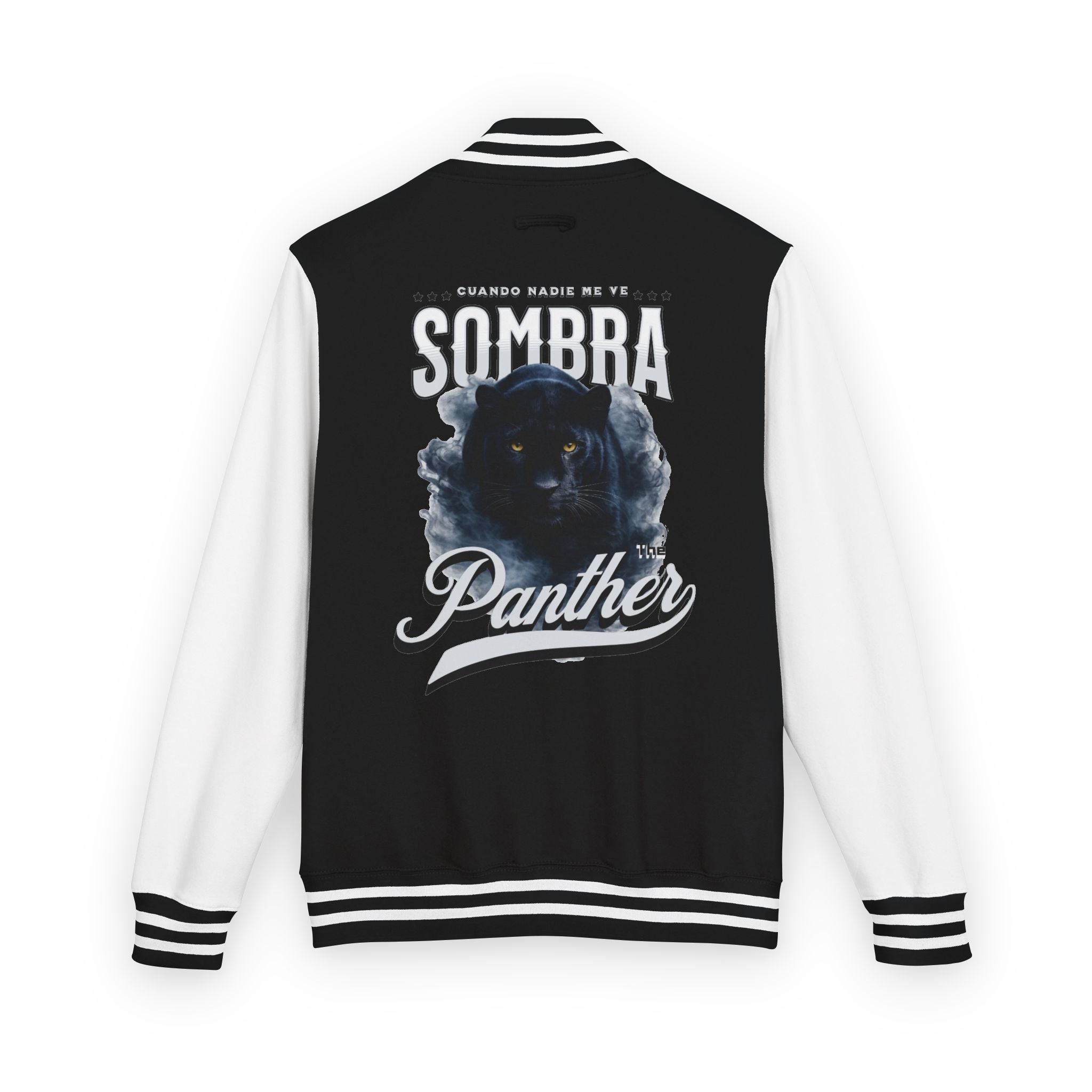 Sombra Panther Varsity Jacket — Retro Red Letterman Jacket with Black Panther Graphic