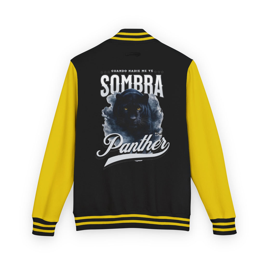 Sombra Panther Varsity Jacket — Retro Red Letterman Jacket with Black Panther Graphic