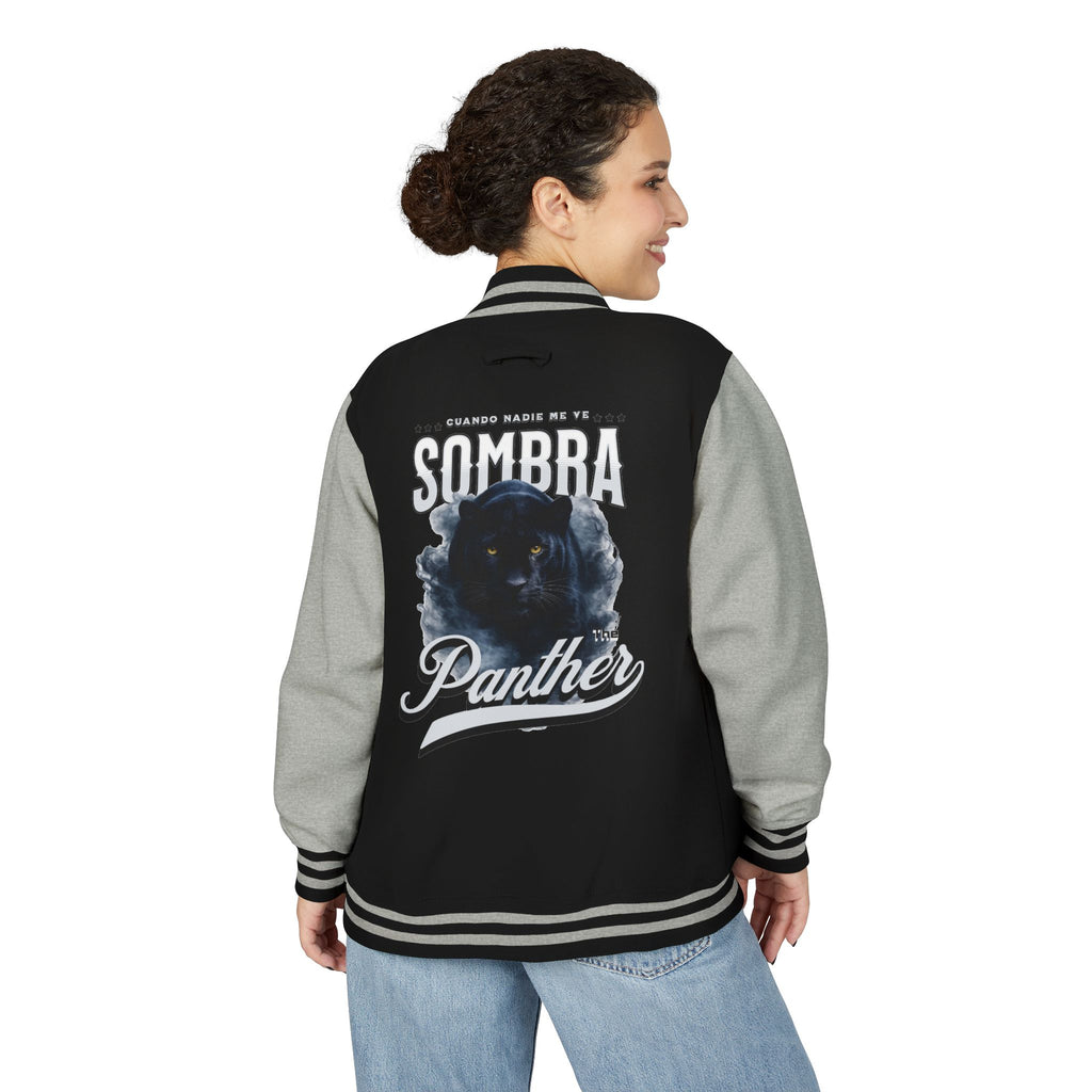 Sombra Panther Varsity Jacket — Retro Red Letterman Jacket with Black Panther Graphic
