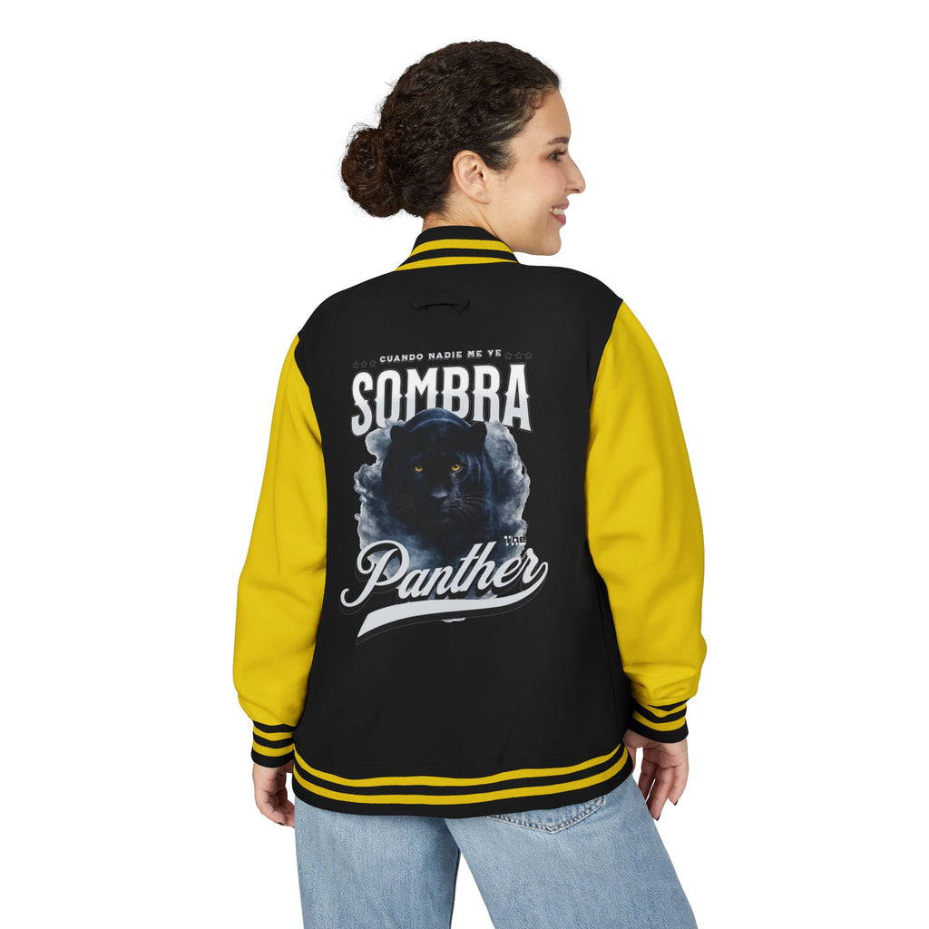 Sombra Panther Varsity Jacket — Retro Red Letterman Jacket with Black Panther Graphic