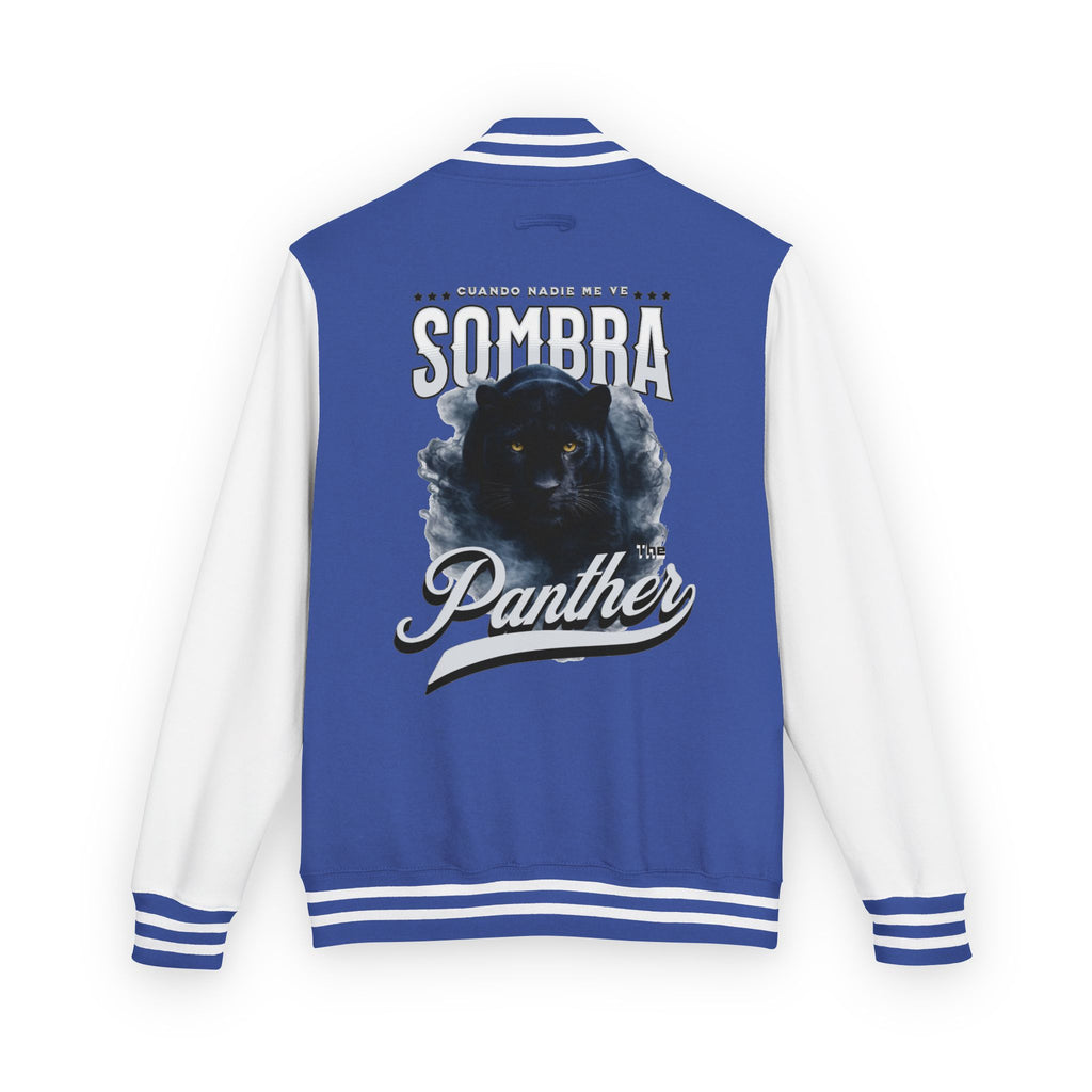 Sombra Panther Varsity Jacket — Retro Red Letterman Jacket with Black Panther Graphic