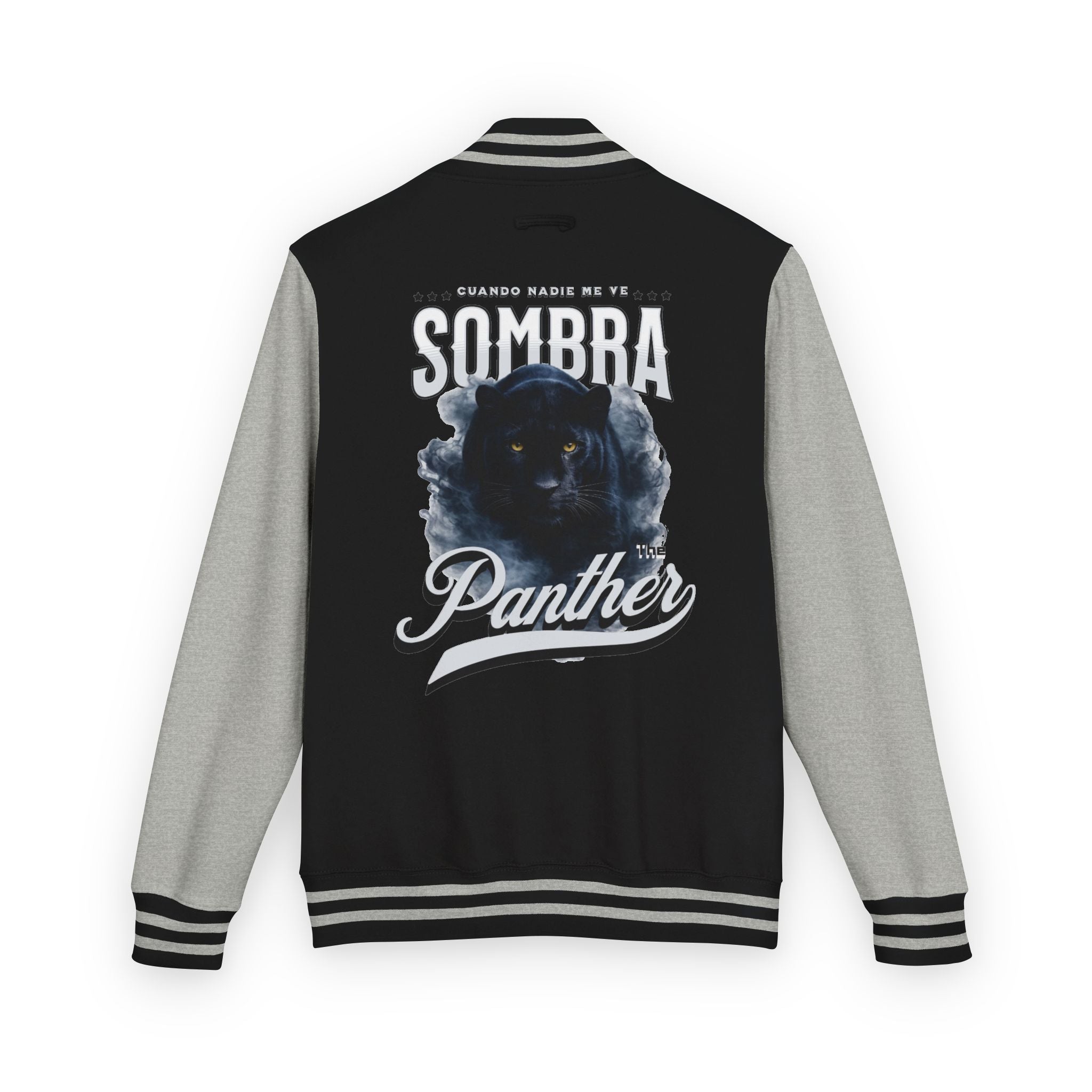 Sombra Panther Varsity Jacket — Retro Red Letterman Jacket with Black Panther Graphic