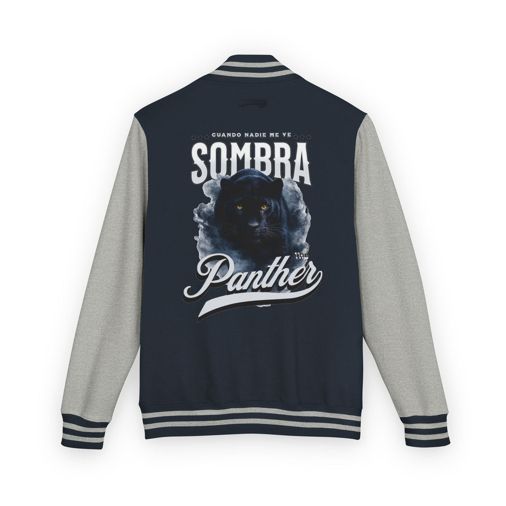 Sombra Panther Varsity Jacket — Retro Red Letterman Jacket with Black Panther Graphic