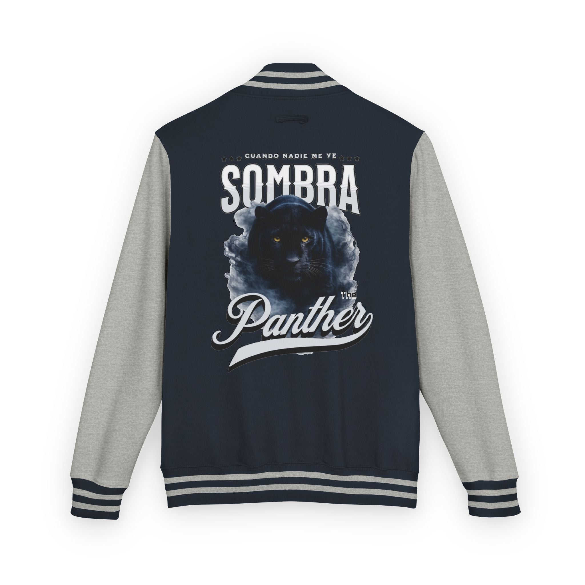 Sombra Panther Varsity Jacket — Retro Red Letterman Jacket with Black Panther Graphic