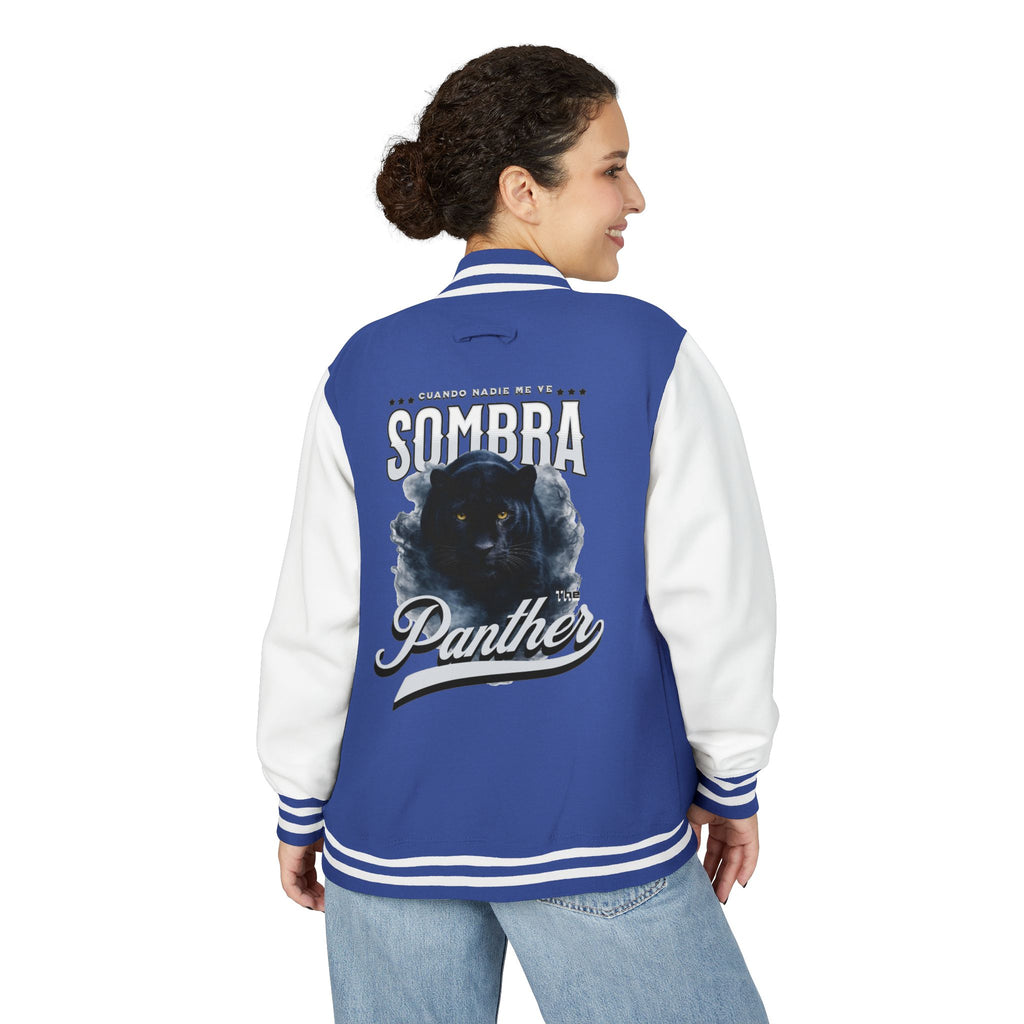 Sombra Panther Varsity Jacket — Retro Red Letterman Jacket with Black Panther Graphic