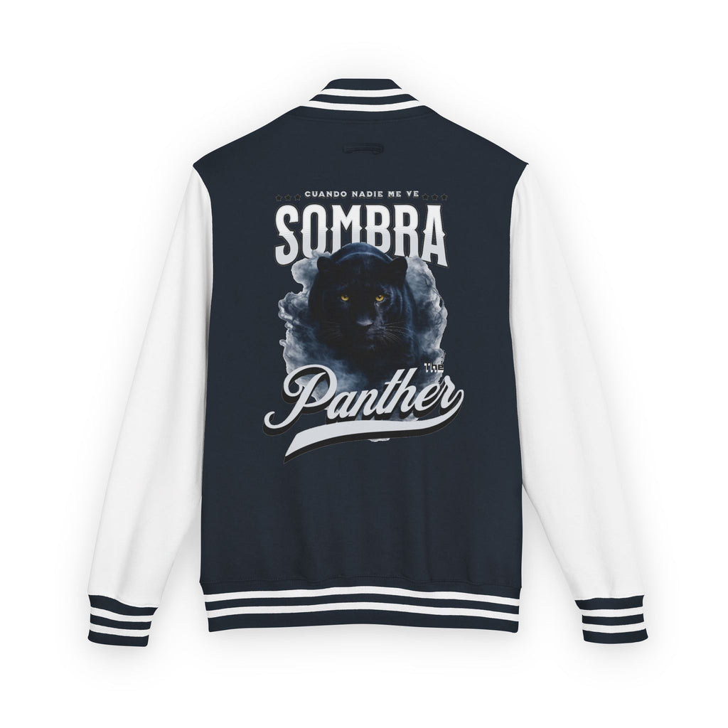 Sombra Panther Varsity Jacket — Retro Red Letterman Jacket with Black Panther Graphic