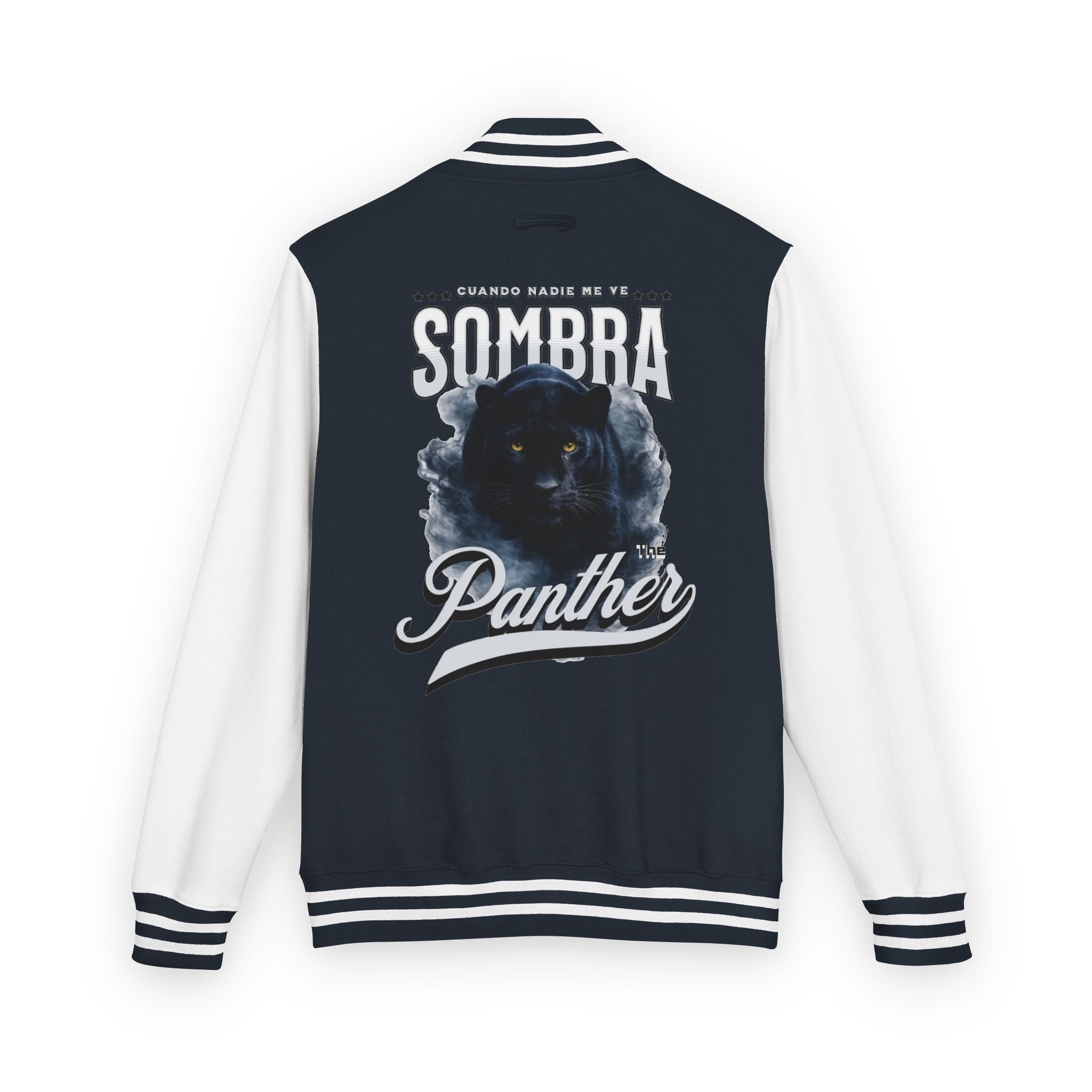 Sombra Panther Varsity Jacket — Retro Red Letterman Jacket with Black Panther Graphic