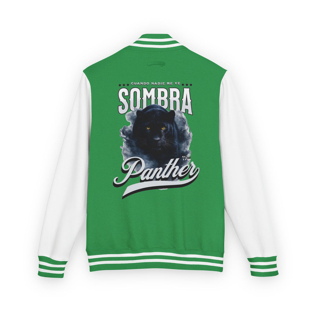 Sombra Panther Varsity Jacket — Retro Red Letterman Jacket with Black Panther Graphic