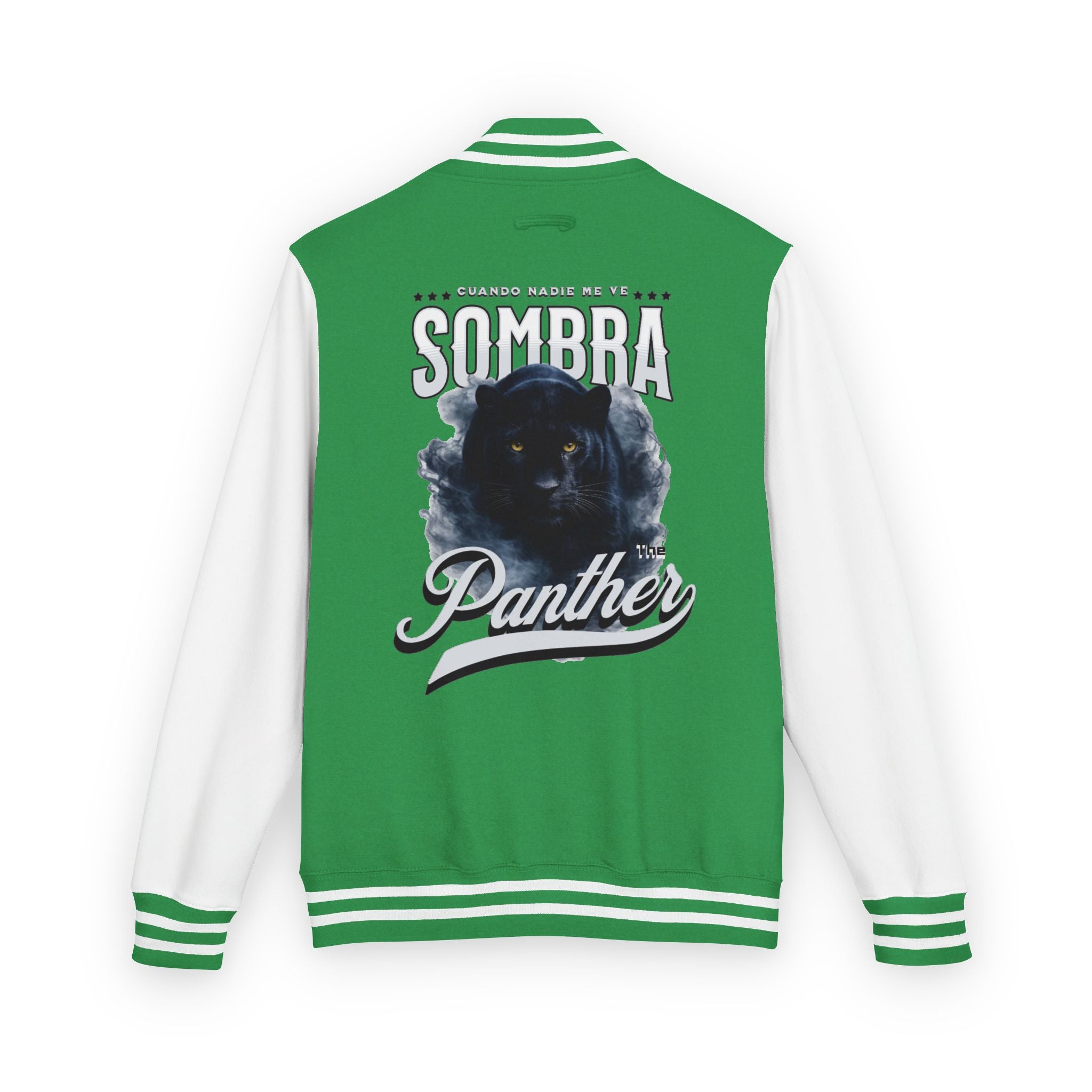 Sombra Panther Varsity Jacket — Retro Red Letterman Jacket with Black Panther Graphic