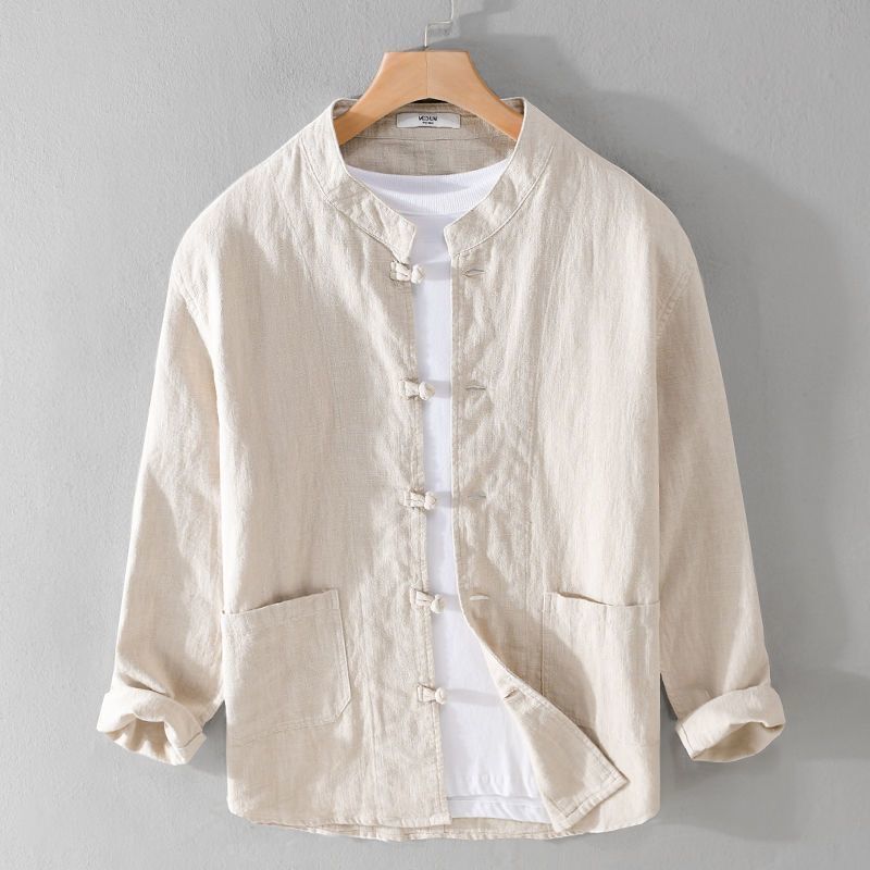 Men's Retro Loose Casual Long-Sleeve Cotton-Linen Shirt