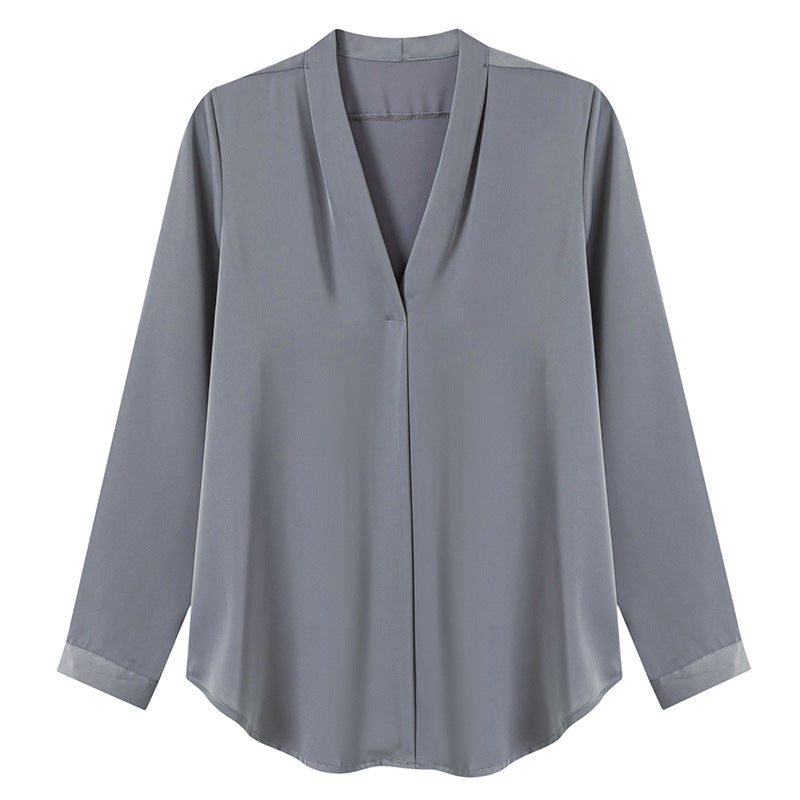 Blusa Elegante Manga Larga para Mujer – Cuello en V Moderna y Versátil